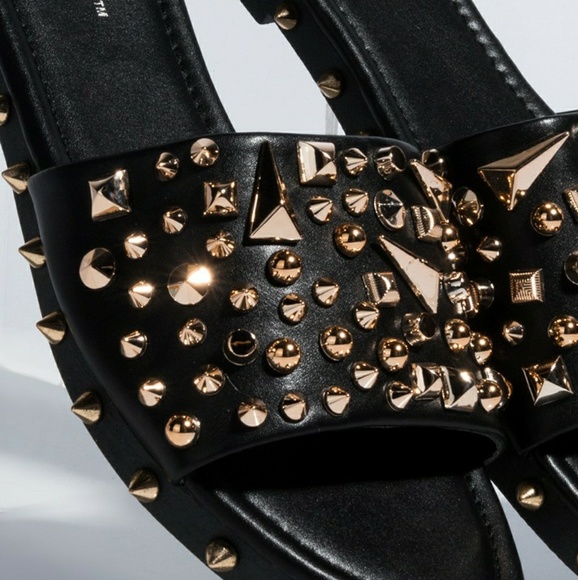 Best Seller Gioni spiked studded black sandals - Picture 5 of 8